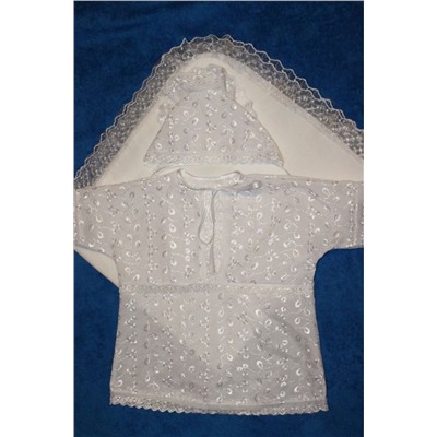 Крестильный набор батист (рубашка+чепчик, фланелевая пеленка) Матвейка (арт.КР-09)