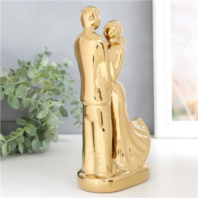 Сувенир керамика "Влюблённые" золото 22х10х6,5 см