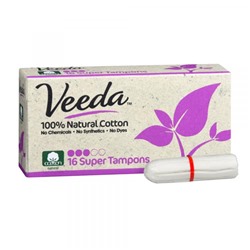 Тампоны Veeda Super Tampons из натурального хлопка без аппликатора