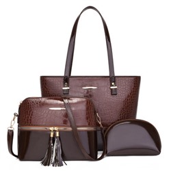 Комплект сумок из 3 предметов, арт А72, цвет:коричневый