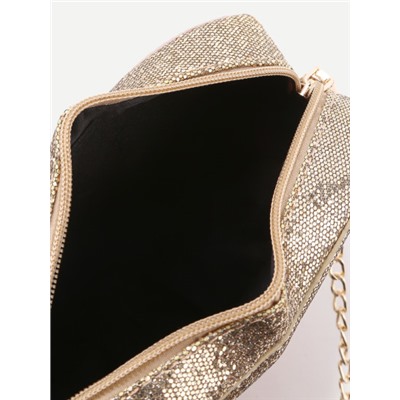 Золотистая модная сумка в форме сердца