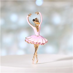 Брошь "Балерина", цвет розовый в золоте