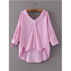 Розовая асимметричная блуза в полоску