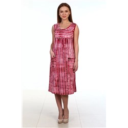 Платье женское из вискозы в полоску - 241 - красный