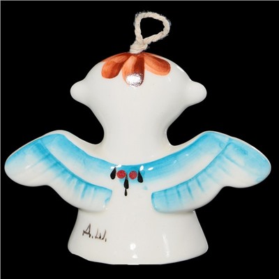 Колокольчик фарфоровый "Ангел", авторская роспись, 8 см