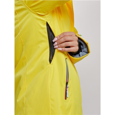 Горнолыжный костюм женский зимний желтого цвета 03331J