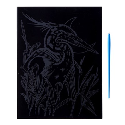 Гравюра. Скретчинг, 18 × 24 см, Япония «Японская цапля»