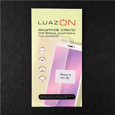 Защитное стекло 9D LuazON для iPhone 12 mini, полный клей, 0.33 мм, 9Н