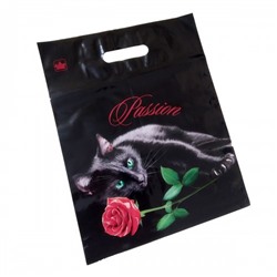 Пакет подарочный "Кошка с розой