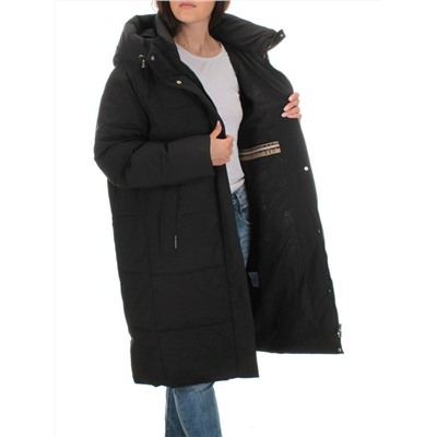 22369 BLACK Пальто зимнее женское (200 гр. холлофайбера)