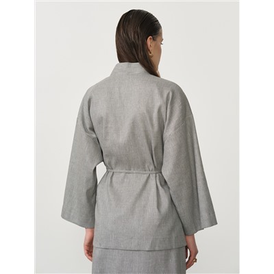 Жакет-кимоно льняной 42600 светло-серый
