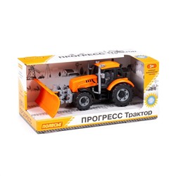 323097 Полесье Трактор "Прогресс" с лопатой-отвалом инерционный (оранжевый) (в коробке)