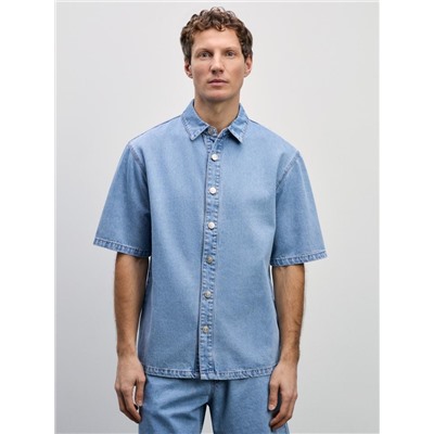 верхняя сорочка джинсовая мужская голубой индиго