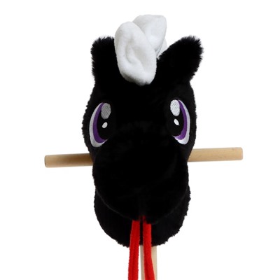 Мягкая игрушка «Конь-скакун», на палке, цвет чёрный