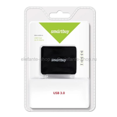Разветвитель HUB USB 3.0 Smartbuy 6000 4Port Black (UM)
