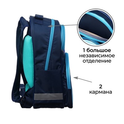 Рюкзак школьный, 37 х 26 х 13 см, эргономичная спинка, Calligrata АН "Бульдожка"