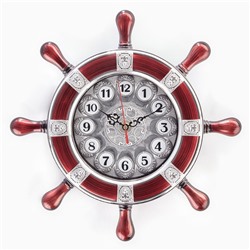 Часы настенные, серия: Море, "Штурвал" плавный ход, d-35 см,1 АА, 35 х 4 х 35