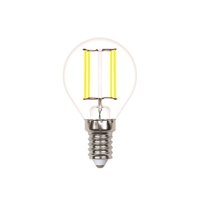 LED-G45-4W/4000K/E14/CL/SLF Лампа светодиодная. Форма "шар", прозрачная. Белый свет (4000K). ТМ Volpe