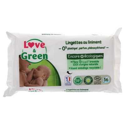 Love and Green Lingettes au Liniment 56 Lingettes