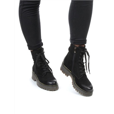 01-B2002B-419AB BLACK Ботинки демисезонные женские (натуральная кожа, байка)