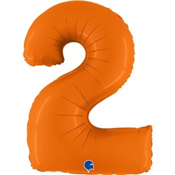 Шар фольгированный 40" «Цифра 2», оранжевый сатин