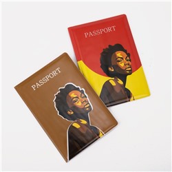 Подарочный набор: 2 обложки для паспорта, цвет коричневый/желтый