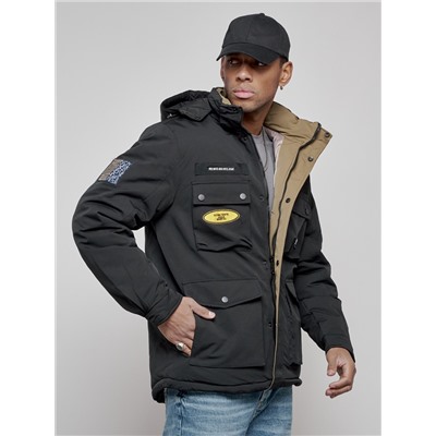Куртка мужская зимняя с капюшоном молодежная черного цвета 88905Ch