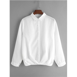 Белая модная блуза на кнопках
