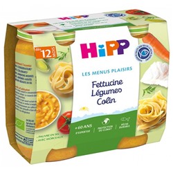 HiPP Les Menus Plaisirs Fettucine L?gumes Colin d?s 12 Mois 2 Pots