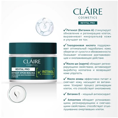 CLAIRE Revital Pro Ночная крем-маска интенсивное восстановление и питание 50мл