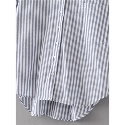 Модная асимметричная блуза в полоску с V-образным вырезом