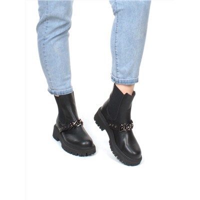 01-5272-1 BLACK Ботинки демисезонные женские (искусственная кожа, байка)
