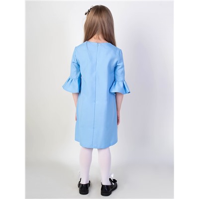 Голубое платье для девочки с воланами 84201-ДН19