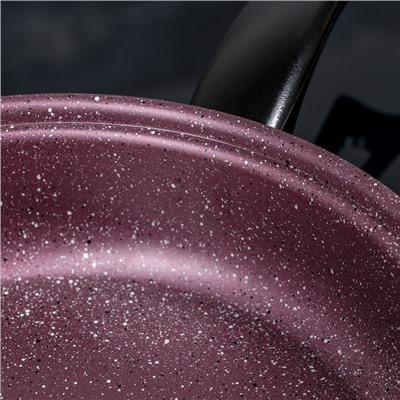 Набор посуды Promo Stone violet: кастрюля 3 л, d=24 см, ковш 1,3 л, сковорода d=24 см, крышки 2 шт, антипригарное покрытие, цвет бордовый