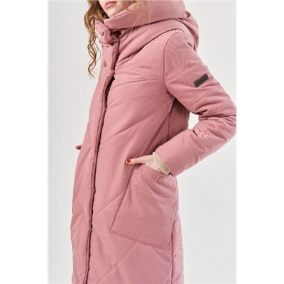 Пальто женское зимнее серо-розовый