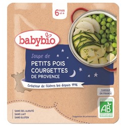 Babybio Soupe de Petits Pois Courgettes 6 Mois et + Bio 190 g