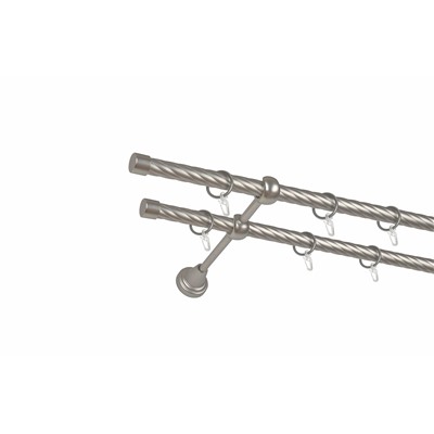 Карниз металлический 2-рядный хром матовый, крученая труба, 240 см, ø16 мм (df-100129)