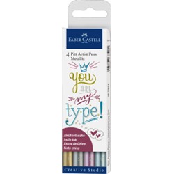 Капиллярные ручки Pitt Artist Pen Metallic, набор из 4-х цветов, в пластиковом футляре, 4 шт
