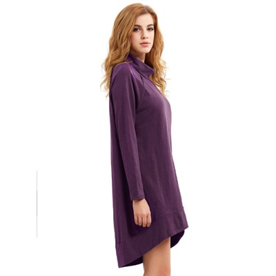 Фиолетовый клобук шеи длинным рукавом платье Высокая Низкая
