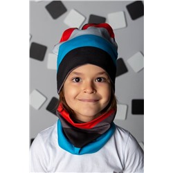 Комплект шапка и шарф для мальчика Полоса 4 Серый
