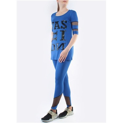 1207 BLUE Спортивный костюм для фитнеса женский (90% вискоза, 10% лайкра)