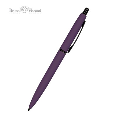 Ручка шариковая автоматическая, 1.0 мм, BrunoVisconti SAN REMO, стержень синий, металлический корпус Soft Touch фиолетовый, в футляре