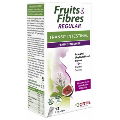 Ortis Fruits and Fibres Regular Transit Intestinal Femme Enceinte 12 Sticks