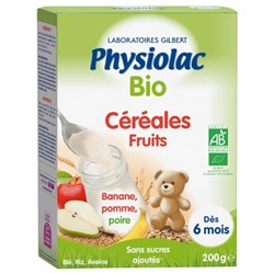 Physiolac Bio C?r?ales Fruits D?s 6 Mois 200 g