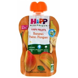 HiPP 100% Fruits Gourde Bananes Poires Mangues d?s 4-6 Mois Bio 90 g