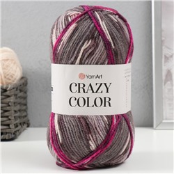Пряжа "Crazy color" 25% шерсть, 75% акрил 260м/100гр (176 серый-розовый)