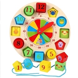 Игровой набор сортер "Часы со шнуровкой" деревянные 22×22.5×3.5см