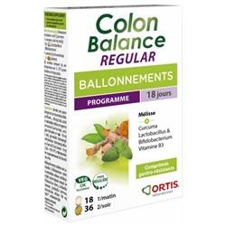 Ortis Colon Balance Regular Ballonnements Programme 36 Comprim?s Plantes + 18 Comprim?s Ferments Lactiques