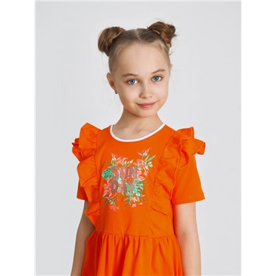 ПЛ-610/1 Платье Золушка-1 с шелкографией Оранжевый