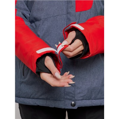 Горнолыжная куртка женская зимняя большого размера красного цвета 2282-1Kr